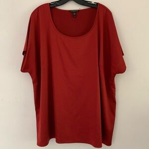 Eileen Fisher 1X Maroon Cap Sleeve Blouse New no Tag